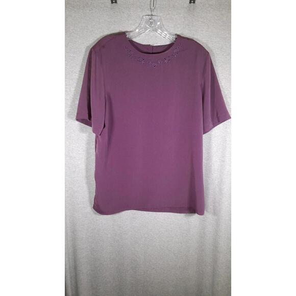 Vintage Alfred Dunner Blouse Womens‎ 12 Embroidered Purple Button Back Classic - Picture 1 of 7